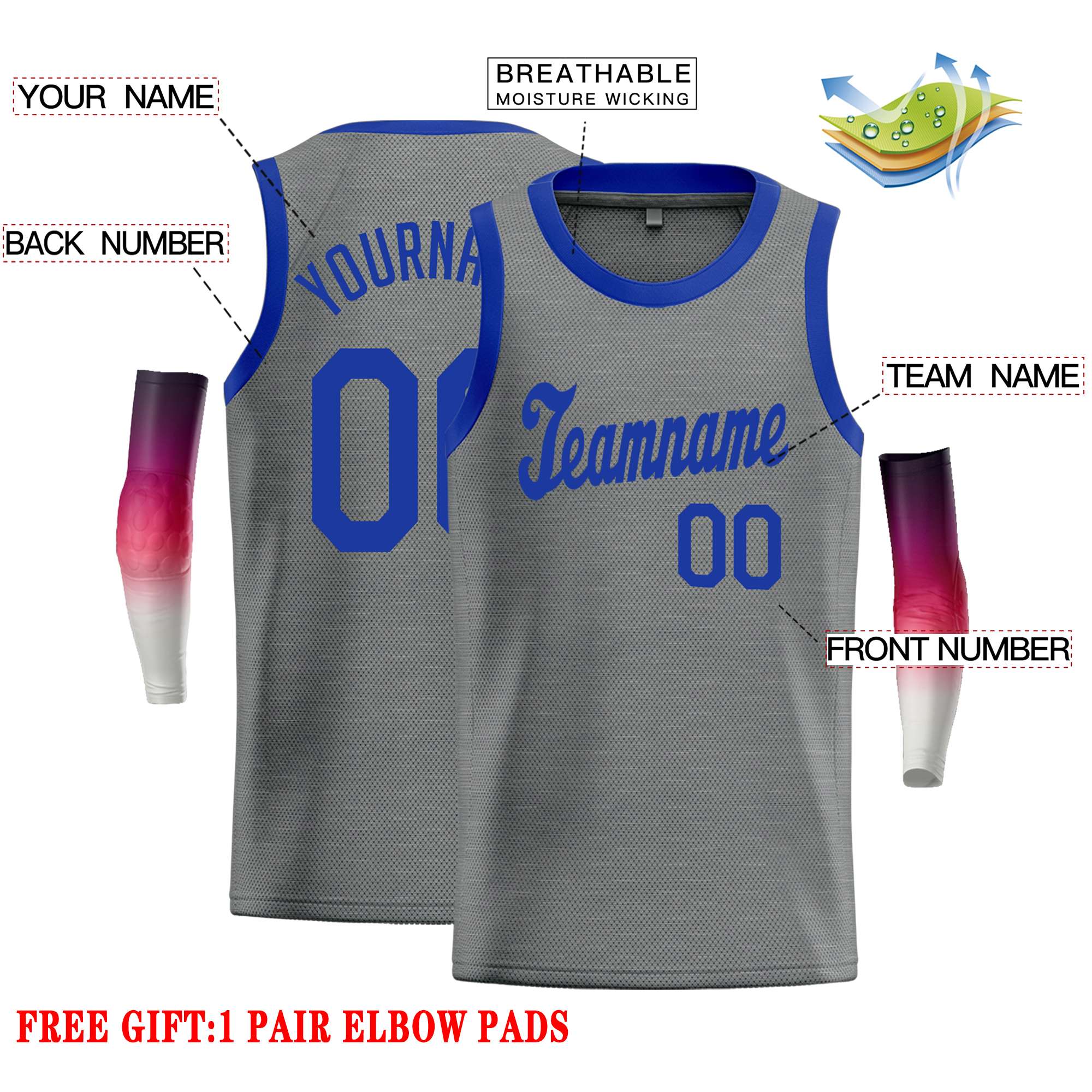 Custom Dark Gray Royal Classic Tops Casual Basketball Jersey