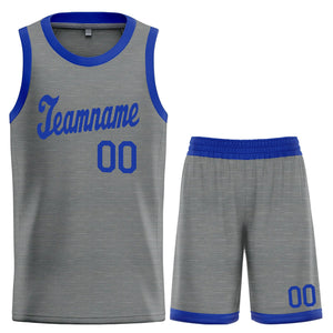 Custom Gray Royal Classic Sets Basketball Jersey