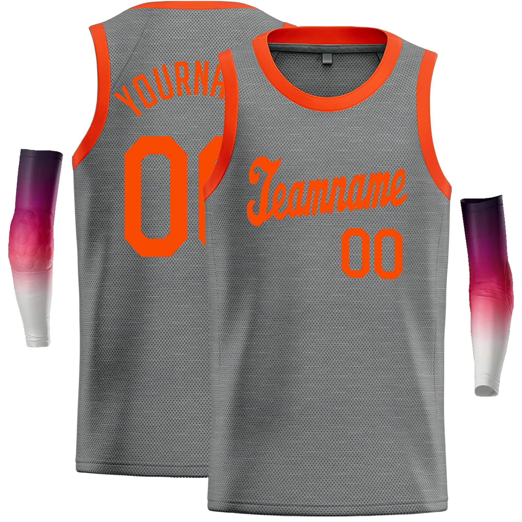 Custom Dark Gray Orange Classic Tops Casual Basketball Jersey