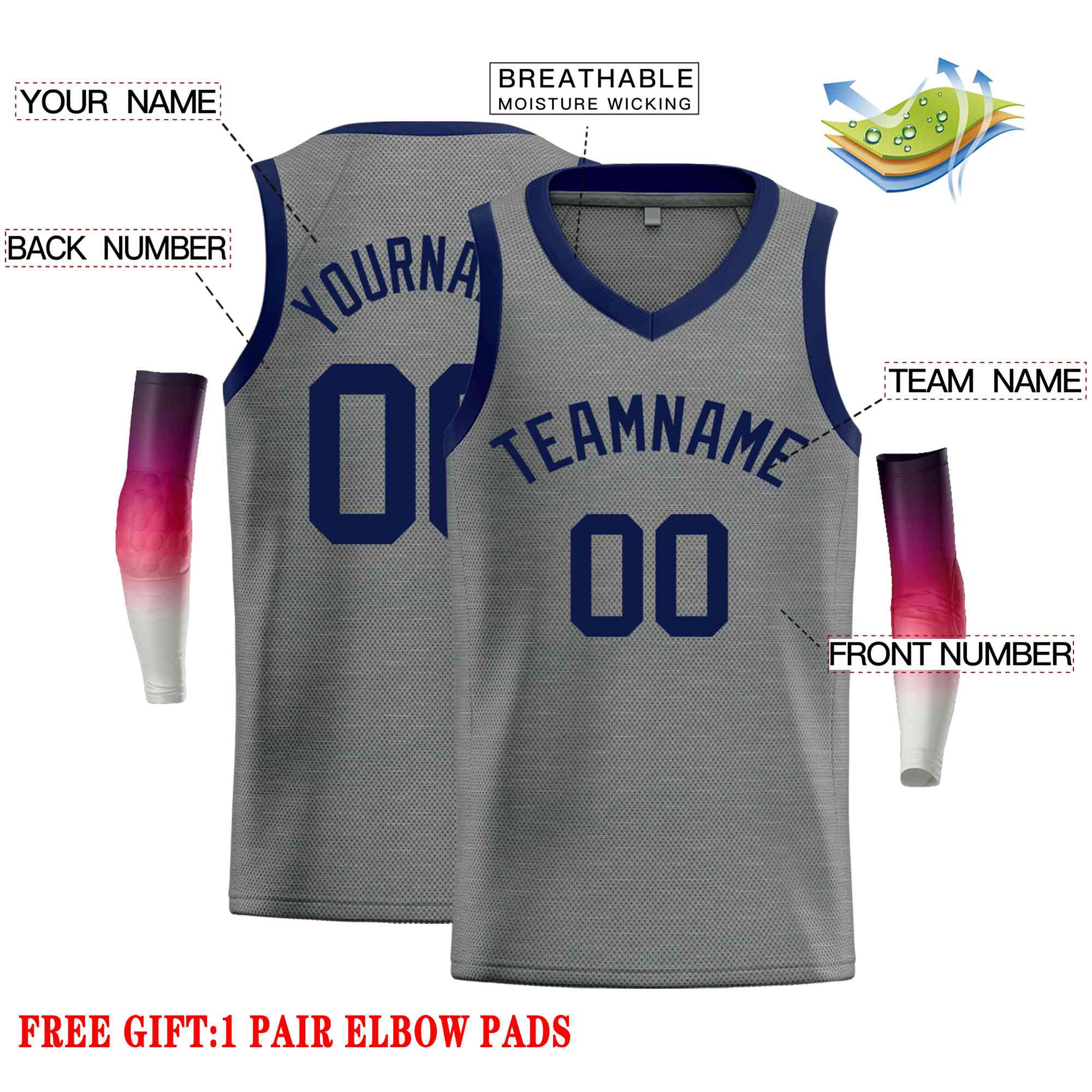 Custom Dark Gray Navv-Classic Tops Men Casual Basketball Jersey