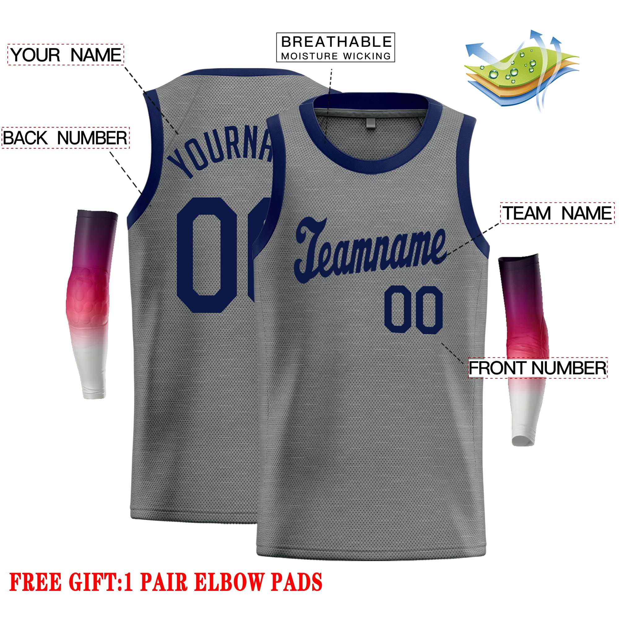 Custom Dark Gray Navy Classic Tops Casual Basketball Jersey