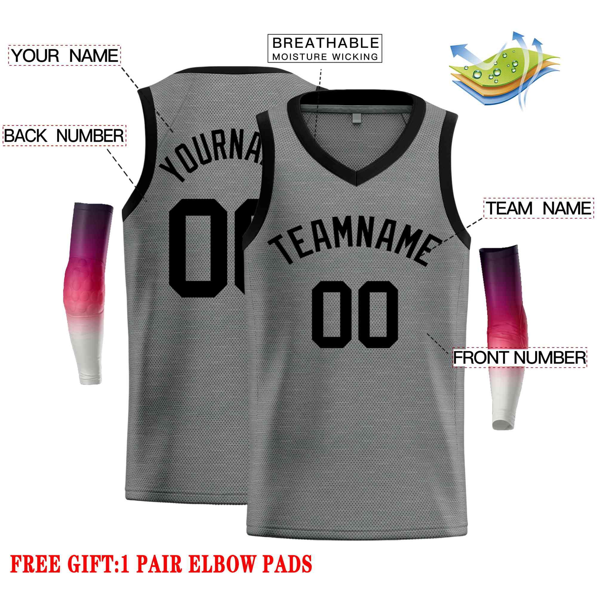 Custom Dark Gray Black-Classic Tops Men Casual Basketball Jersey