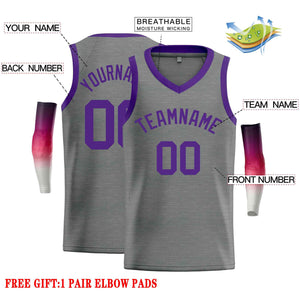 Custom Dark Gray Purple-Classic Tops Men Casual Basketball Jersey