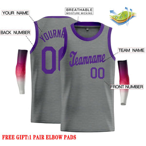 Custom Dark Gray Purple Classic Tops Casual Basketball Jersey