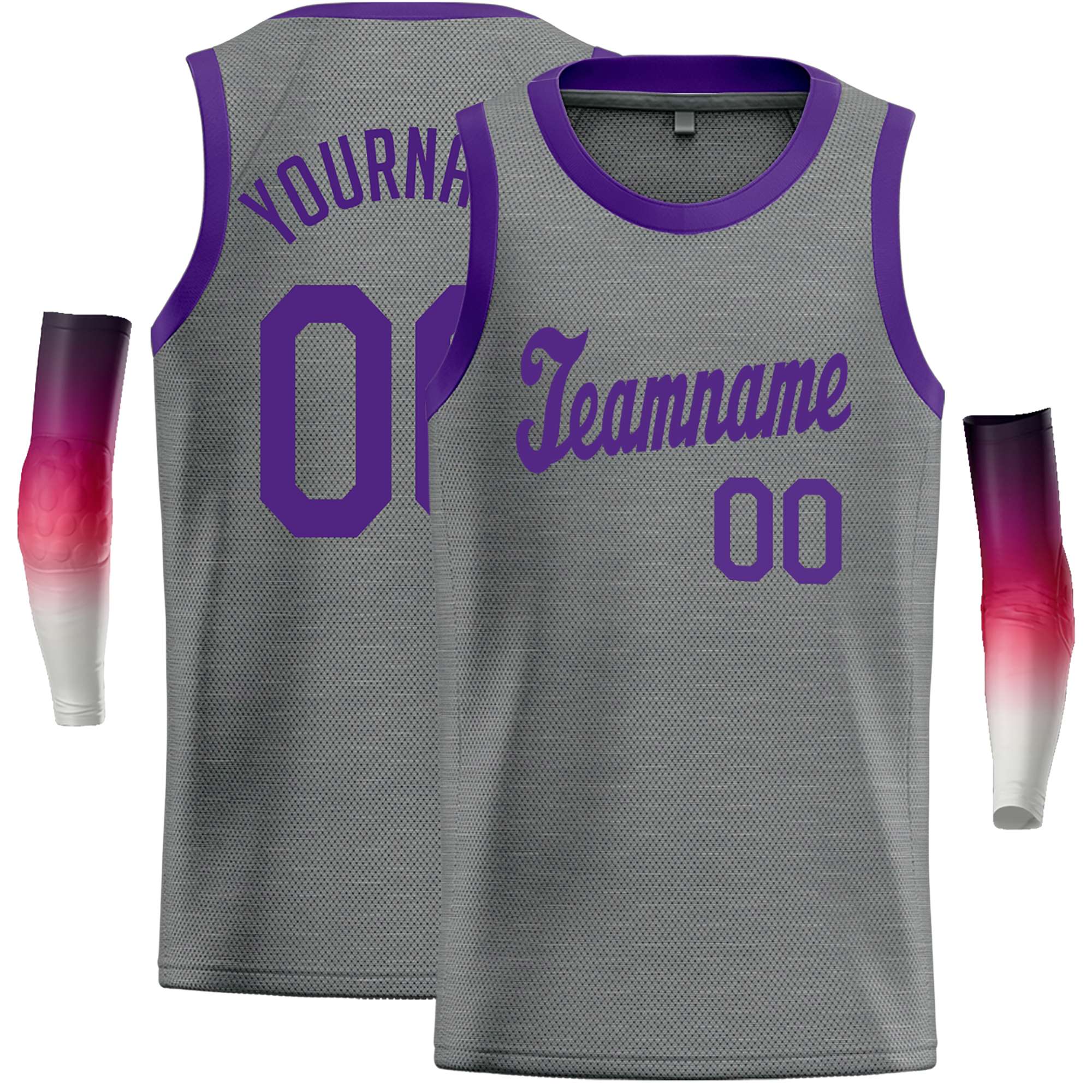 Custom Dark Gray Purple Classic Tops Casual Basketball Jersey