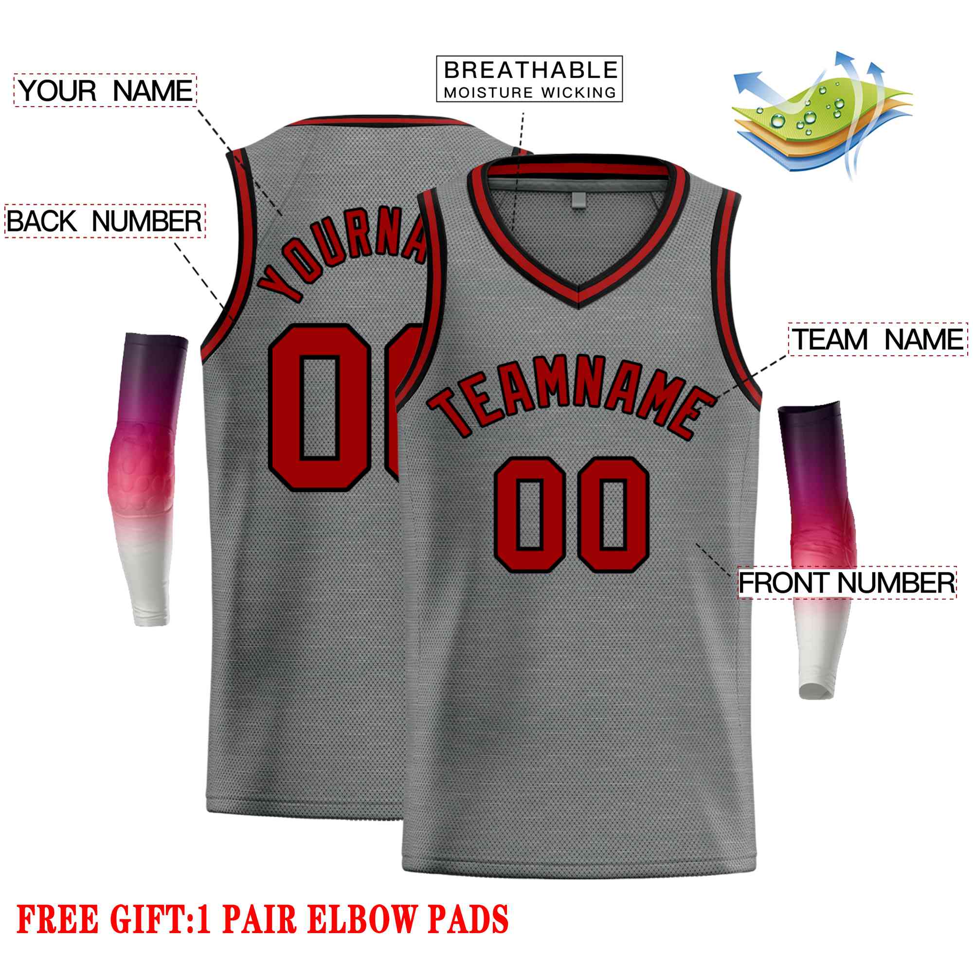 Custom Dark Gray Maroon-Black Classic Tops Men Casual Basketball Jersey