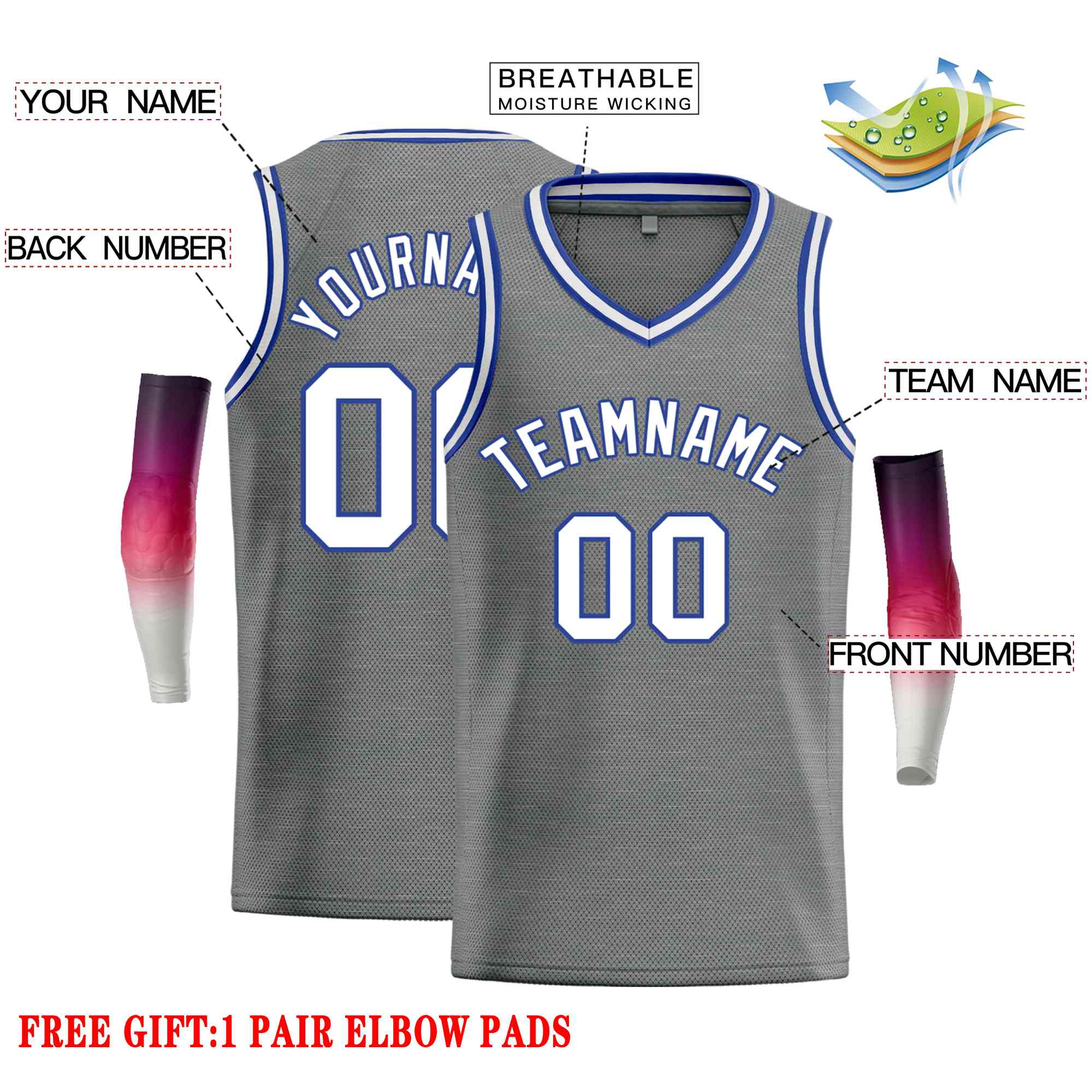 Custom Dark Gray White-Blue Classic Tops Men Casual Basketball Jersey