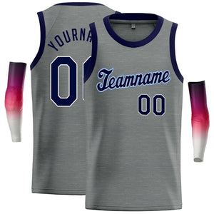 Maillot de basket-ball décontracté, personnalisé, gris foncé, bleu marine et blanc, hauts classiques