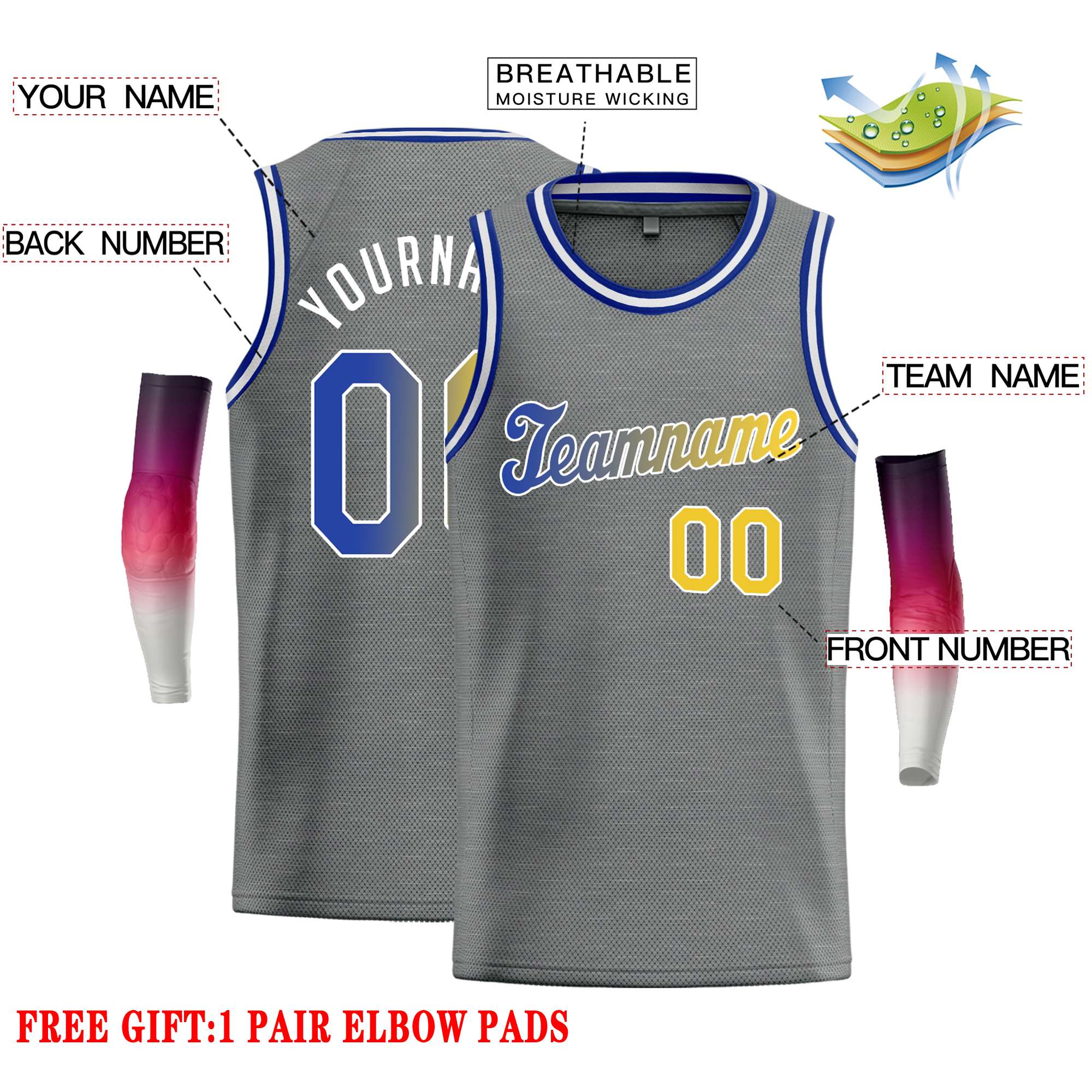 Custom Dark Gray Royal-White Classic Tops Casual Basketball Jersey