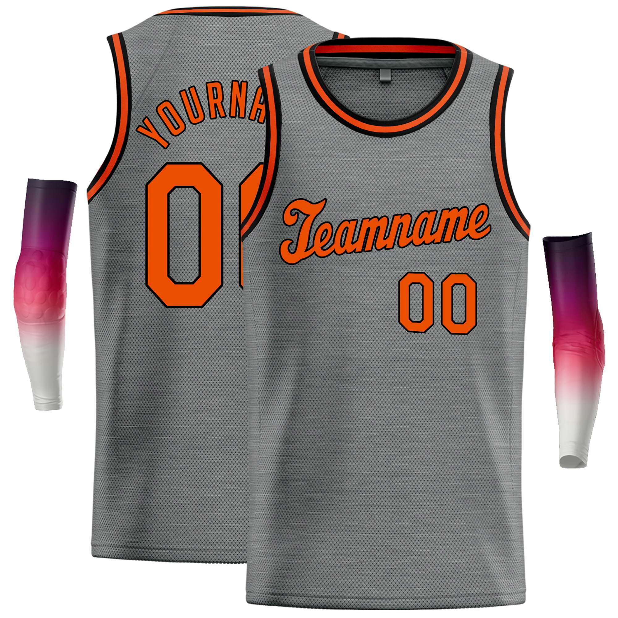 Maillot de basket-ball décontracté, personnalisé, gris foncé, Orange, hauts classiques, décontracté