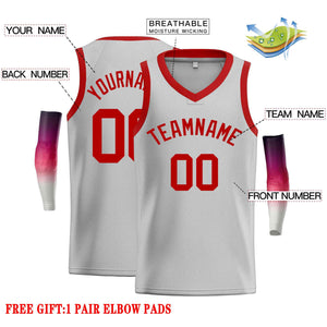 Custom Gray Red-Classic Tops Men Casual Basketball Jersey