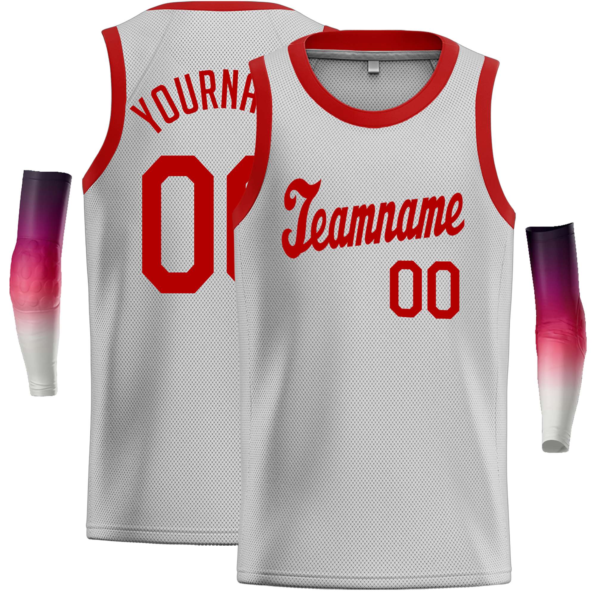 Custom Gray Red Classic Tops Casual Basketball Jersey