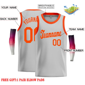 Custom Gray Orange Classic Tops Casual Basketball Jersey