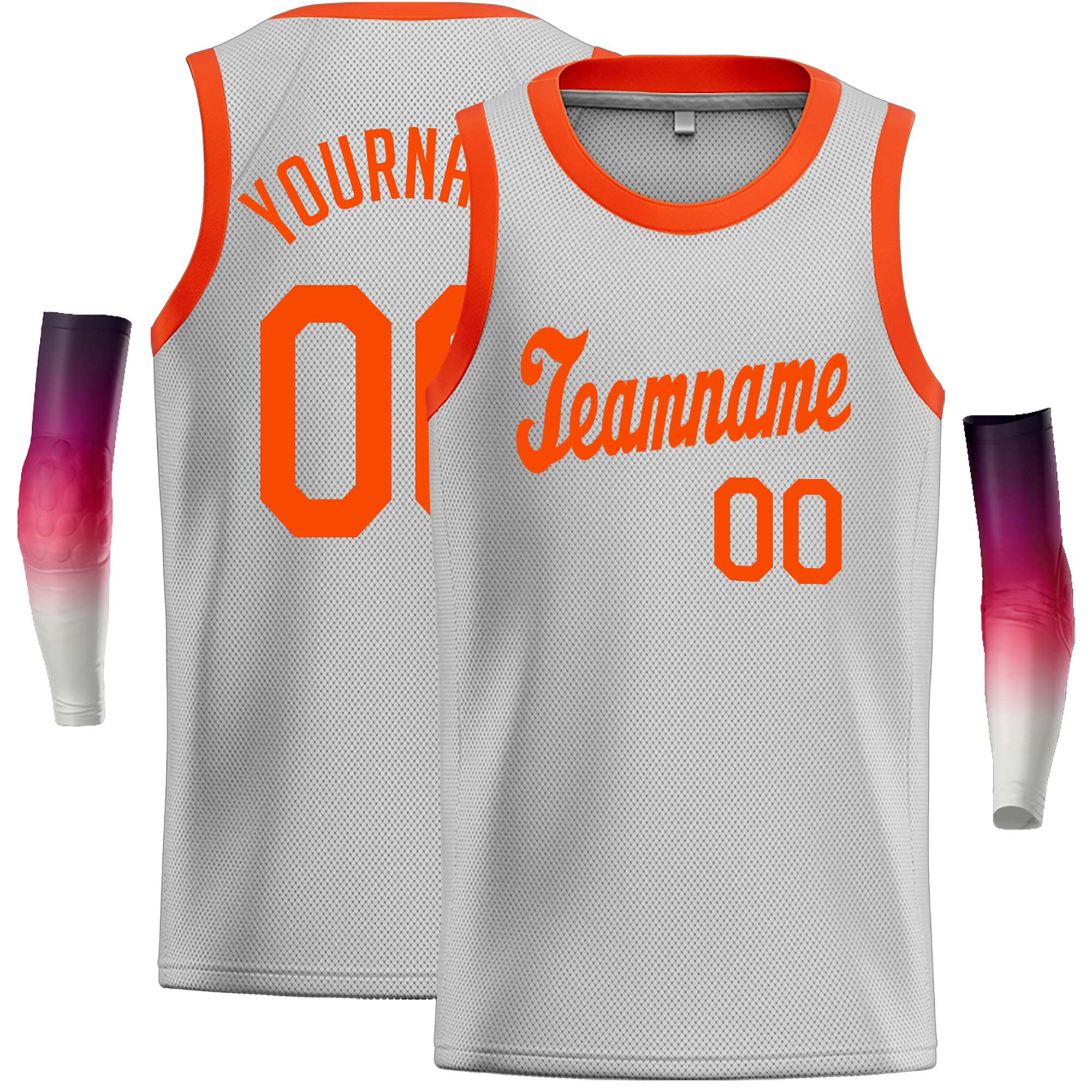 Maillot de basket-ball décontracté, haut classique gris Orange personnalisé