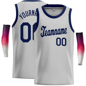 Custom Gray Navy Classic Tops Casual Basketball Jersey