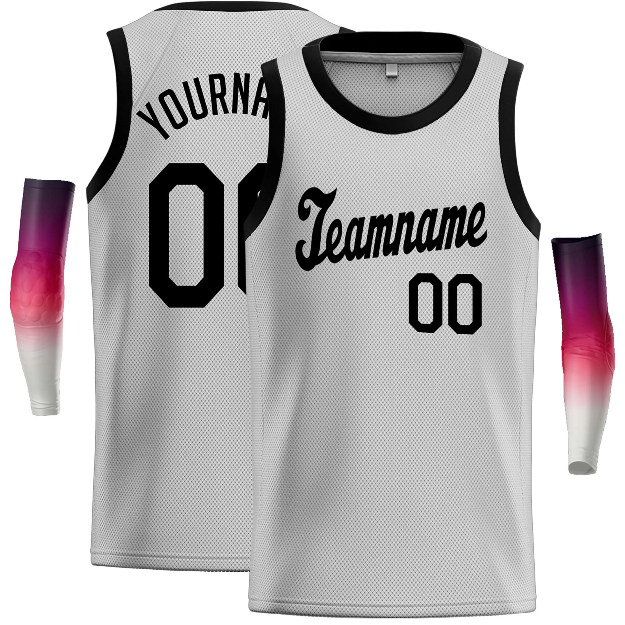 Custom Gray Black Classic Tops Casual Basketball Jersey