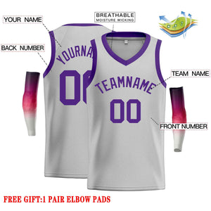 Custom Gray Purple-Classic Tops Men Casual Basketball Jersey