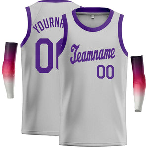 Custom Gray Purple Classic Tops Casual Basketball Jersey