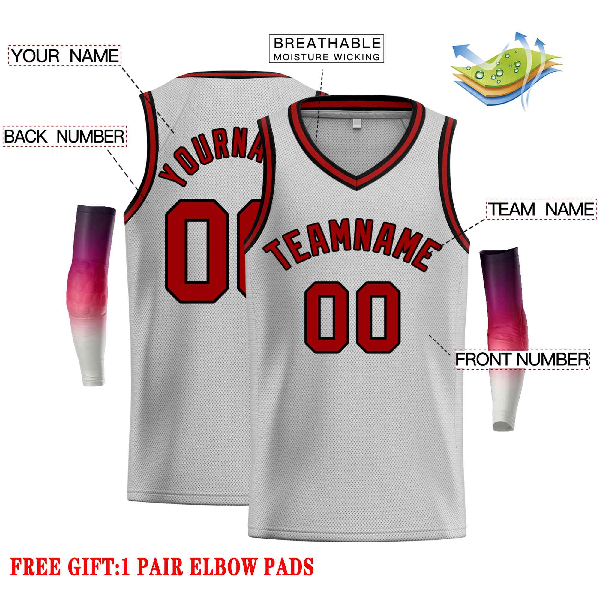 Custom Gray Maroon-Black Classic Tops Men Casual Basketball Jersey