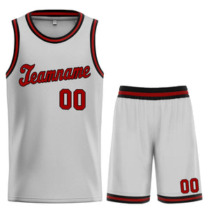 Custom White Red Classic Sets Basketball Jersey