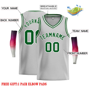 Custom Gray Green-White Classic Tops Men Casual Basketball Jersey