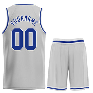 Custom Gray Royal-White Classic Sets Basketball Jersey