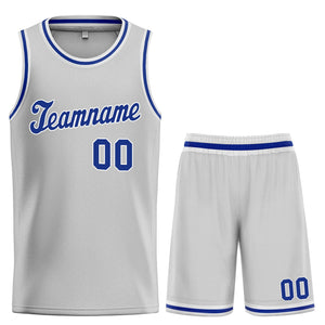 Maillot de basket-ball personnalisé gris Royal-blanc, ensembles classiques