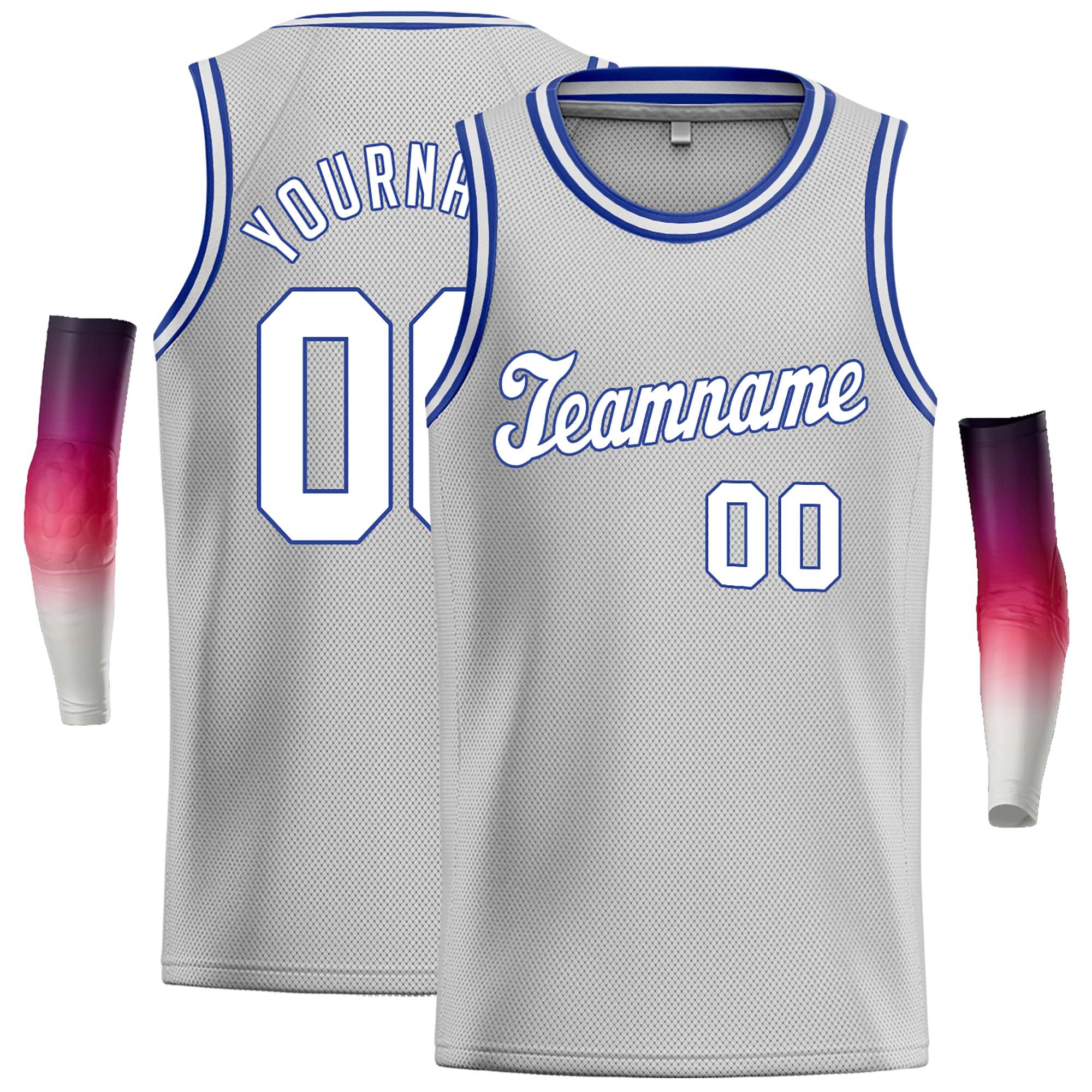 Custom Gray White-Royal Classic Tops Casual Basketball Jersey