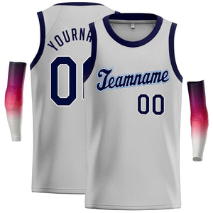 Maillot de basket-ball décontracté, personnalisé, gris, bleu marine, bleu puissant, classique