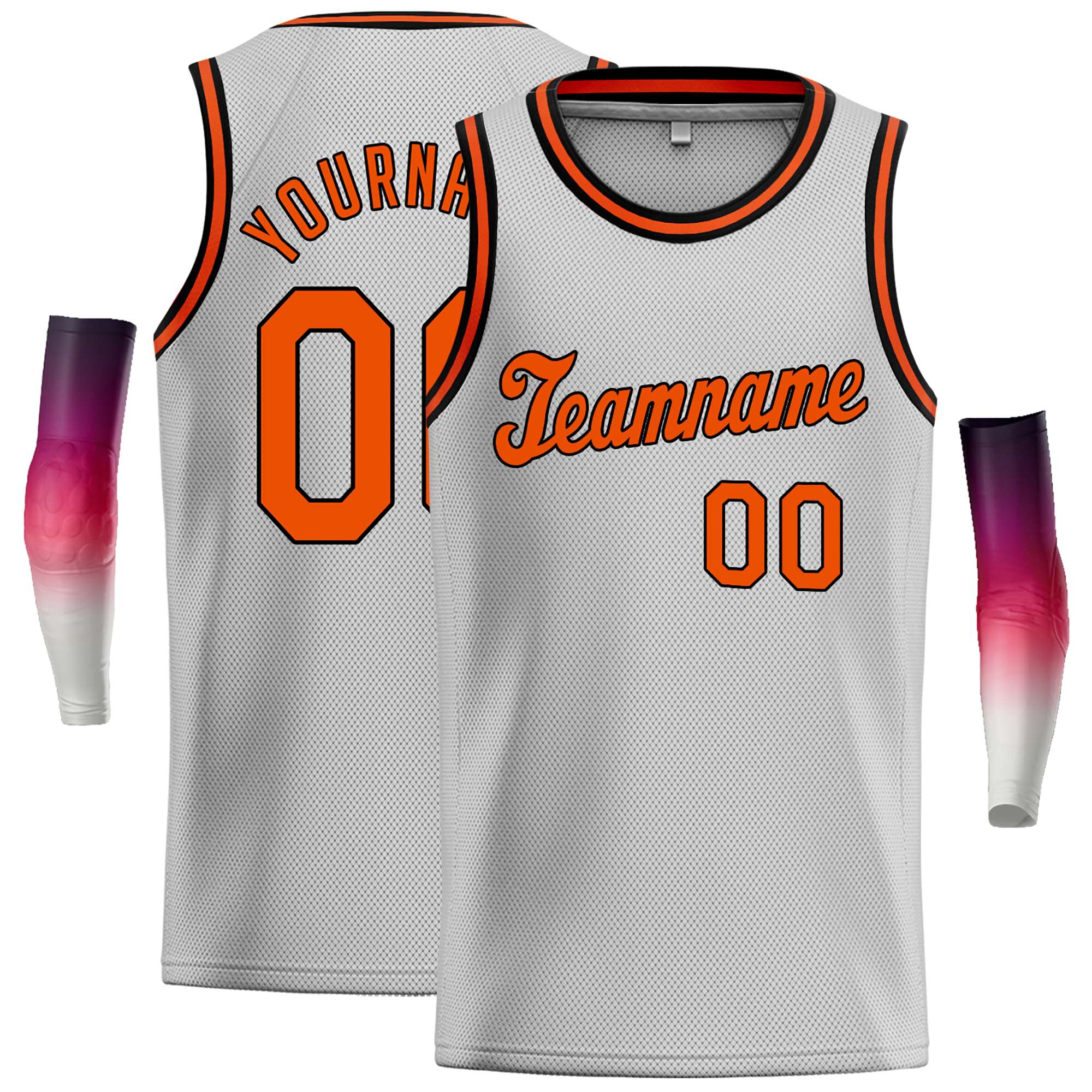 Custom Gray Orange-Black Classic Tops Casual Basketball Jersey