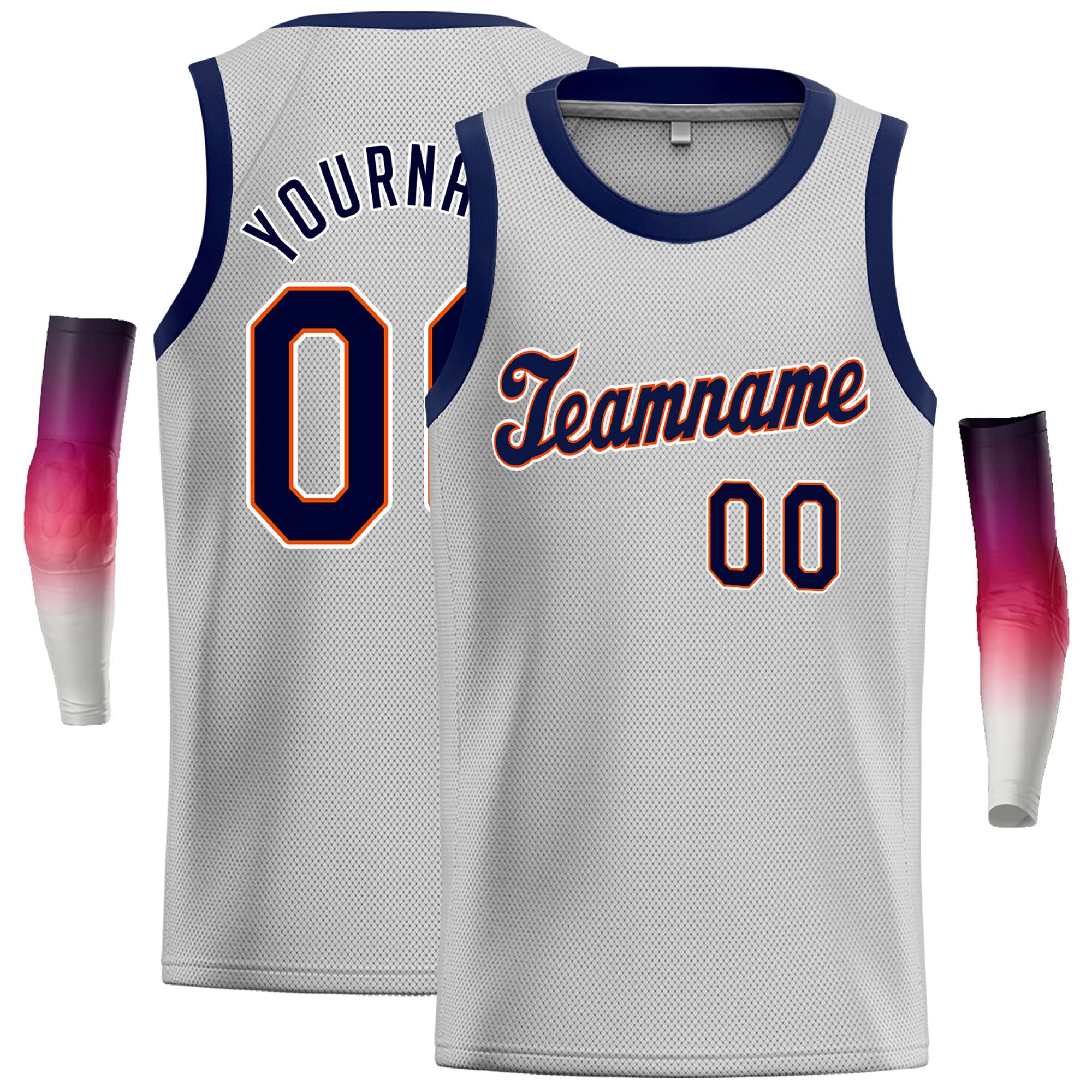 Custom Gray Navy-Orange Classic Tops Casual Basketball Jersey