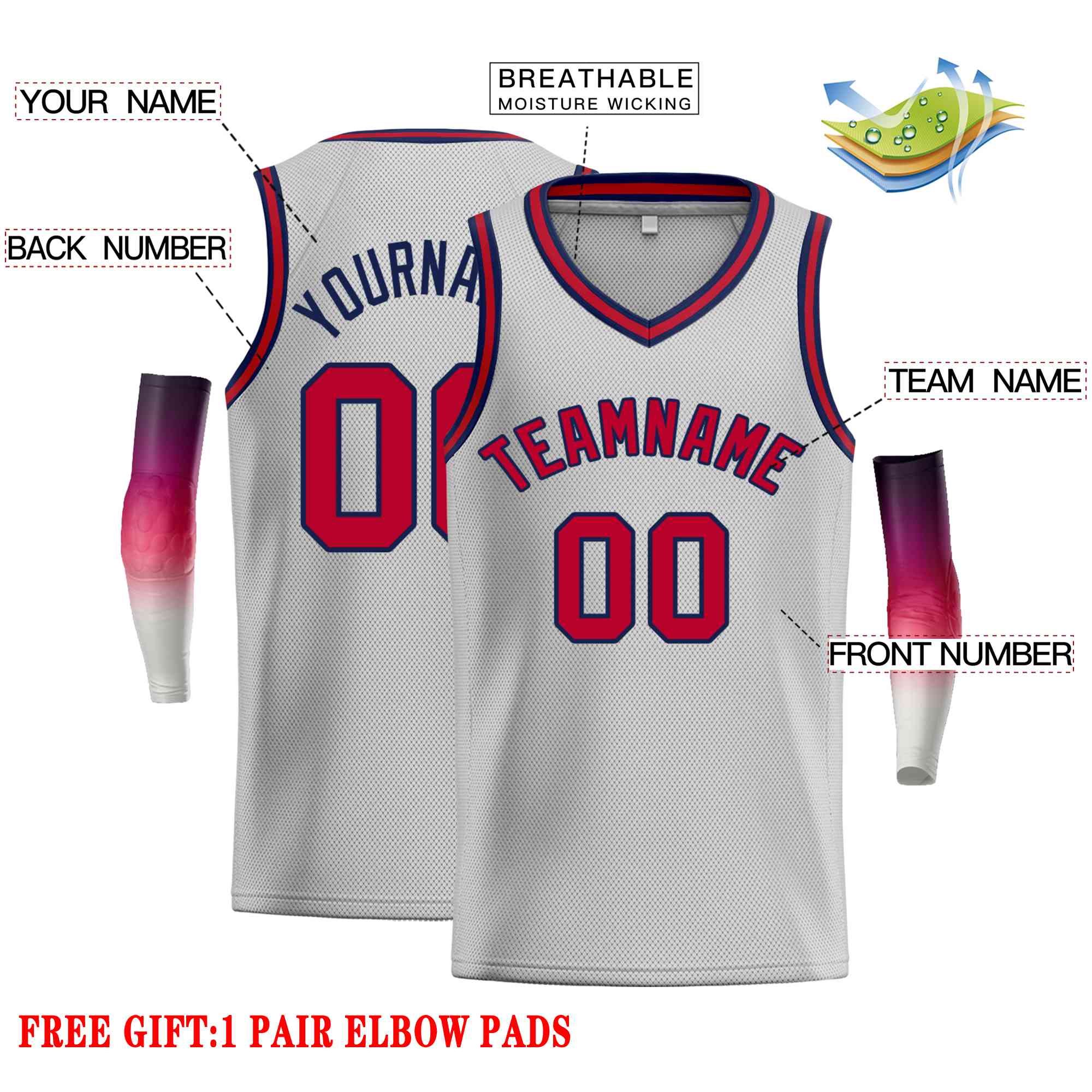 Custom Gray Maroon-Navv Classic Tops Men Casual Basketball Jersey