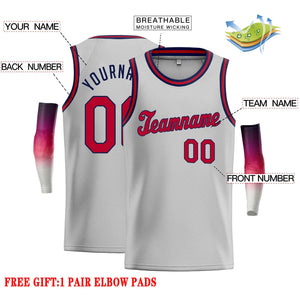 Custom Gray Maroon-Navy Classic Tops Casual Basketball Jersey