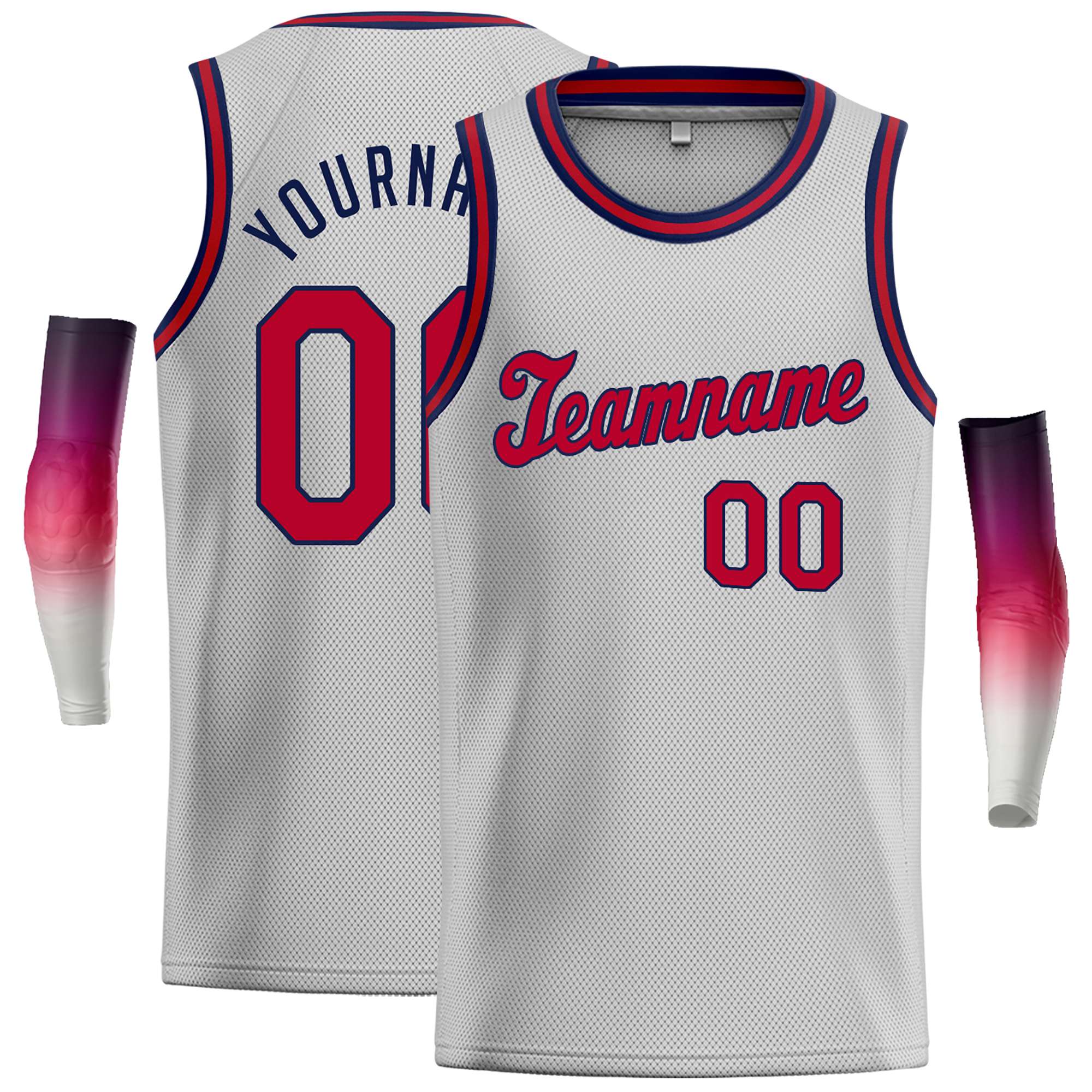 Custom Gray Maroon-Navy Classic Tops Casual Basketball Jersey