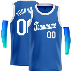 Maillot de basket-ball décontracté, personnalisé, bleu et blanc, hauts classiques