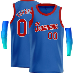 Maillot de basket-ball décontracté, personnalisé, bleu, rouge et blanc, hauts classiques