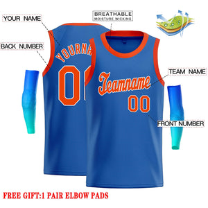 Custom Blue Orange-White Classic Tops Casual Basketball Jersey