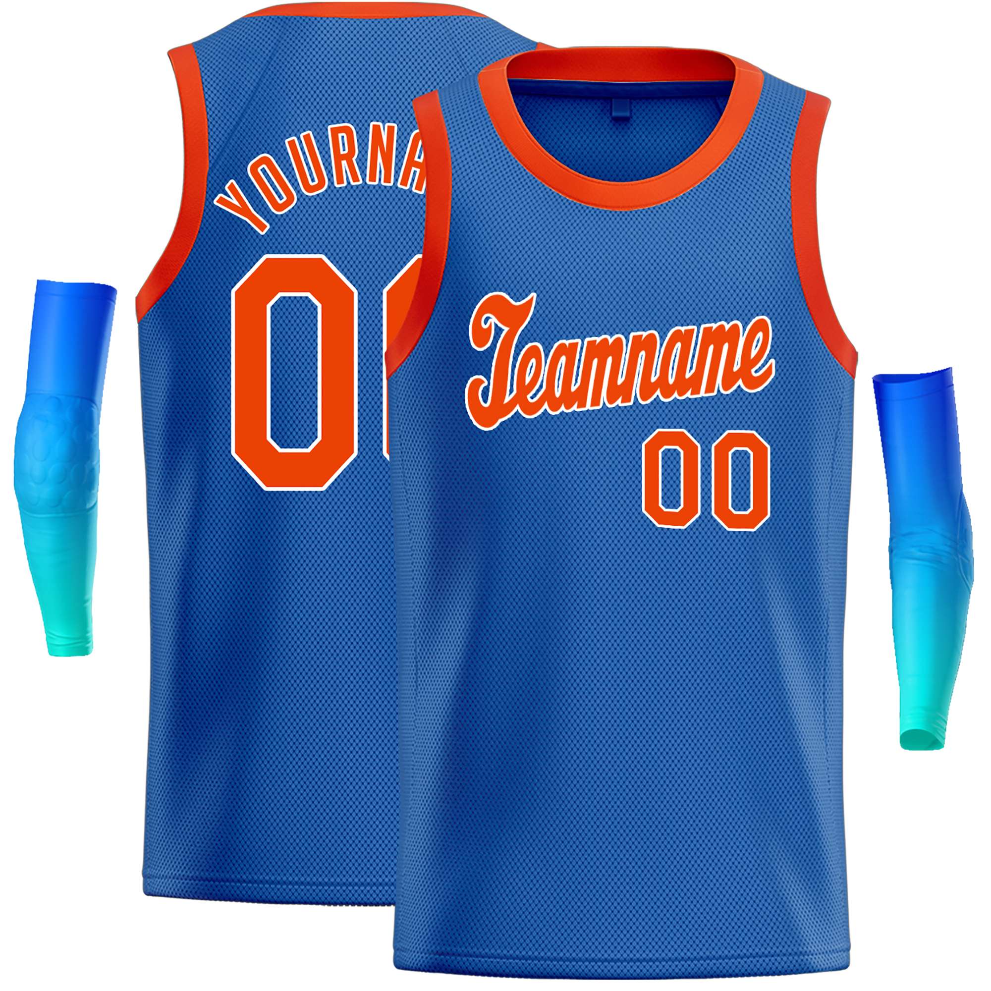 Custom Blue Orange-White Classic Tops Casual Basketball Jersey