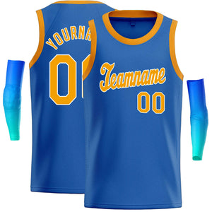 Maillot de basket-ball décontracté, personnalisé, bleu, jaune et blanc, hauts classiques