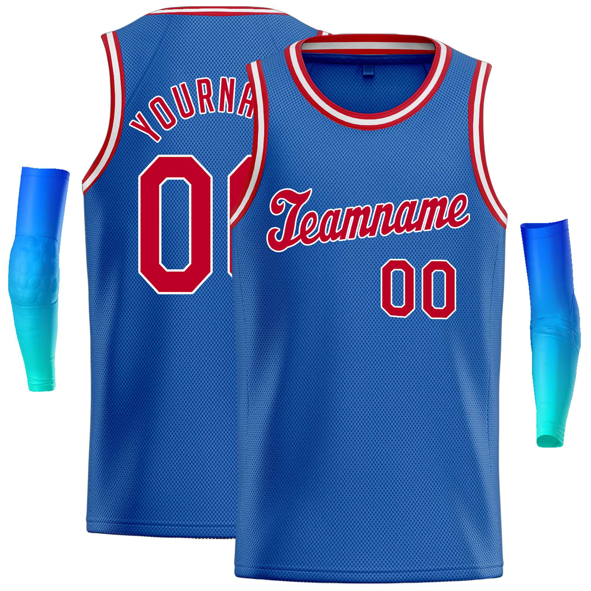 Maillot de basket-ball décontracté, personnalisé, bleu, rouge et blanc, hauts classiques