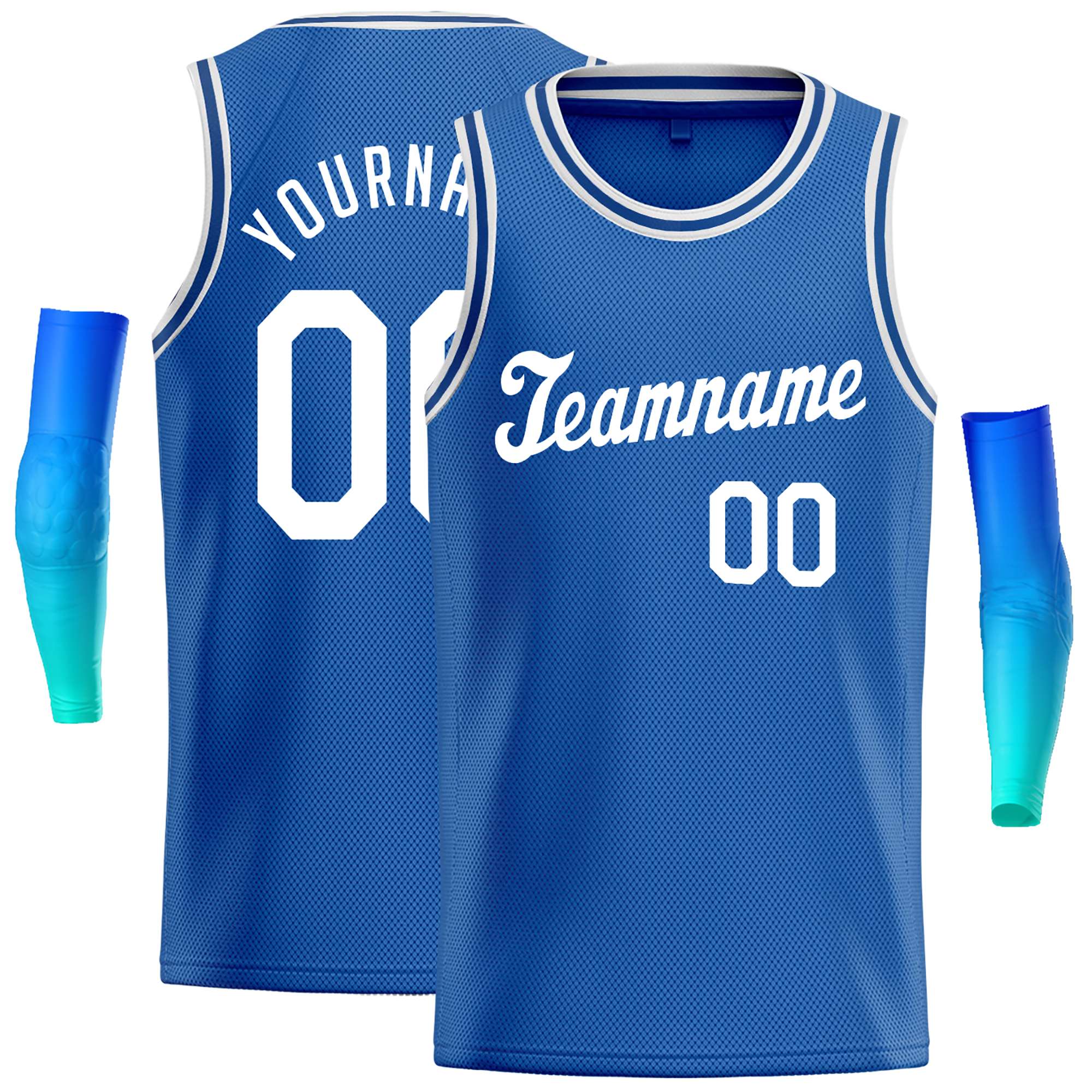 Maillot de basket-ball décontracté, personnalisé, bleu et blanc, hauts classiques