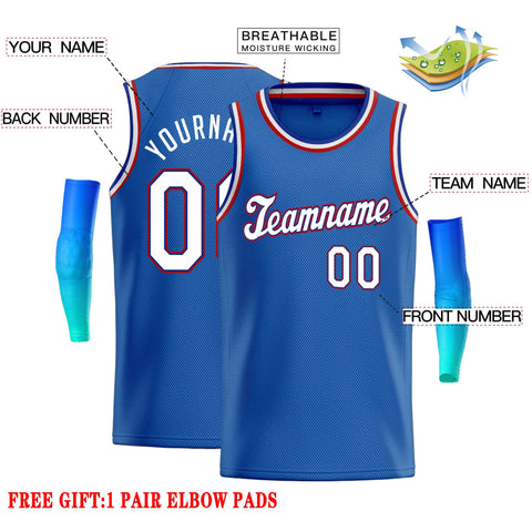 Custom Blue White-Red Classic Tops Casual Basketball Jersey