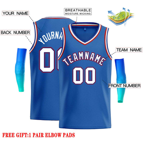 Custom Blue White-Red Classic Tops Men Casual Basketball Jersey