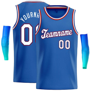 Custom Blue White-Red Classic Tops Casual Basketball Jersey