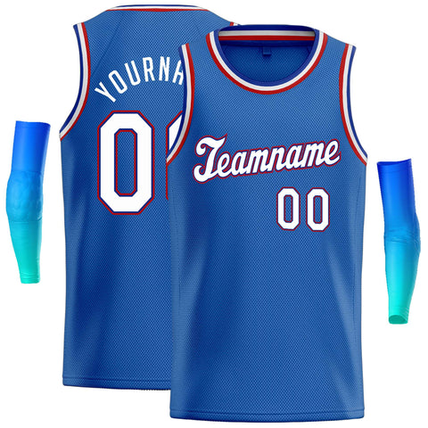 Custom Blue White-Red Classic Tops Casual Basketball Jersey