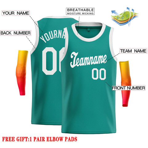 Custom Teal White Classic Tops Casual Basketball Jersey