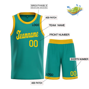 Maillot de basket-ball personnalisé, vert clair, jaune, ensembles classiques