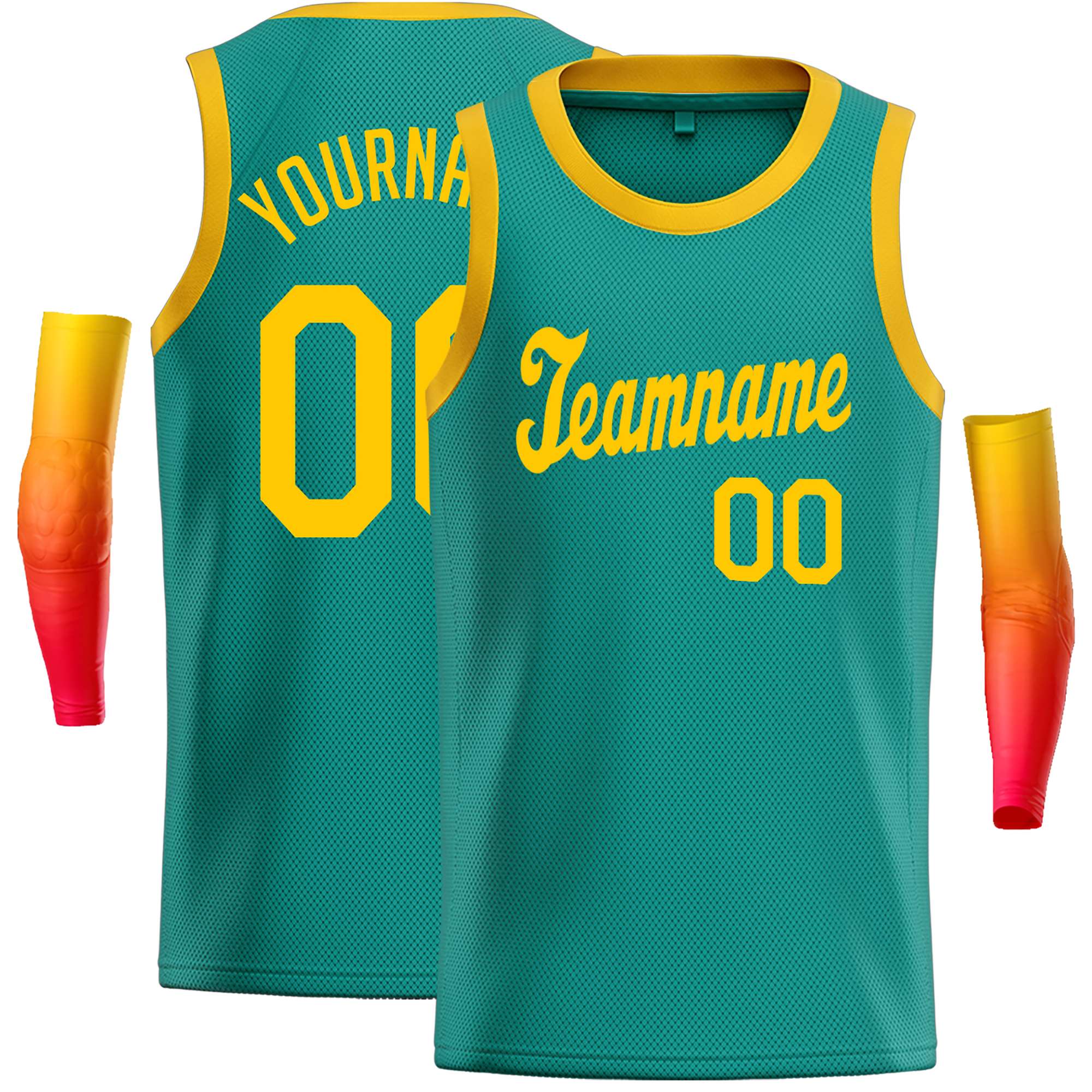 Custom Teal Yellow Classic Tops Casual Basketball Jersey