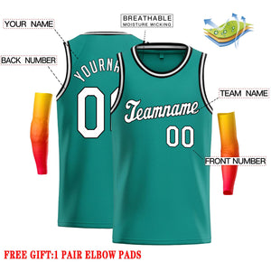 Custom Teal White-Black Classic Tops Casual Basketball Jersey