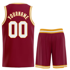 Custom Red Yellow Classic Sets Basketball Jersey